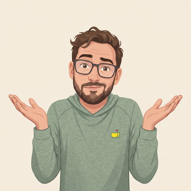 Illustrated portrait of Eric shrugging, palms up